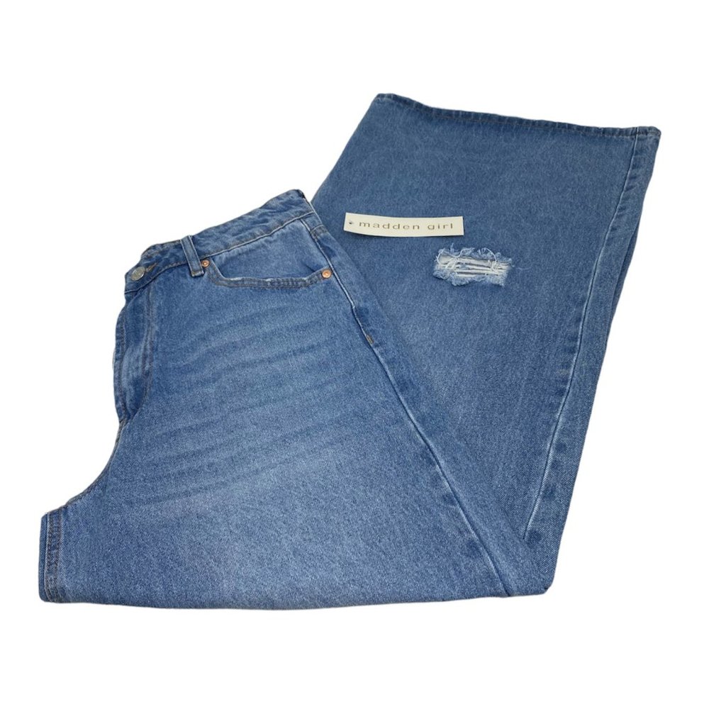 Madden Girl Maya Baggy Jeans Med Wash 28 NWT - Picture 6 of 14